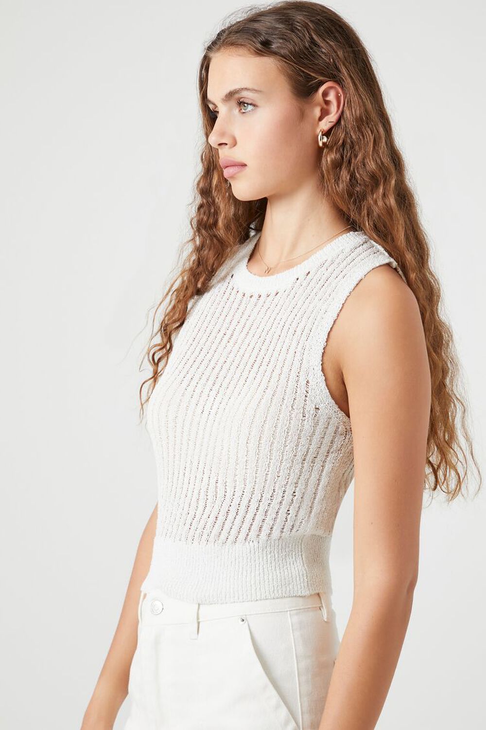 Open-Knit Sweater Sleeveless Top